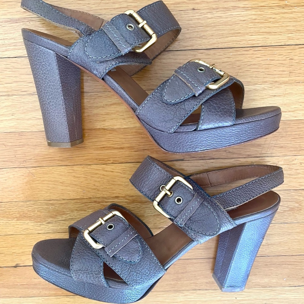 L’AUTRE CHOSE Italian Plum Leather Women's SANDALS size 10 (41),